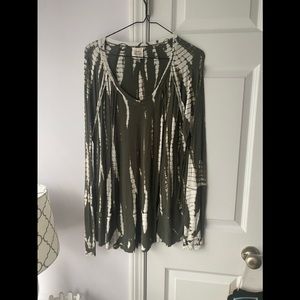 Women’s green & white tunic top Knox Rose sz XL